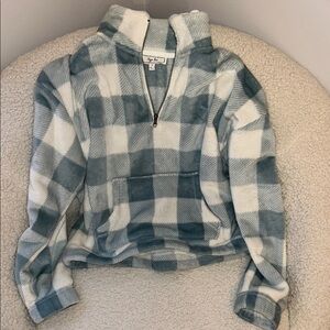 NWOT Hippie Rose Blue and White Plaid Pullover